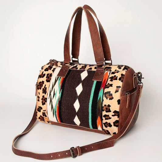 ADBG1000 American Darling Western Leather Duffel Bag Hair-On Cowhide Saddle Blanket