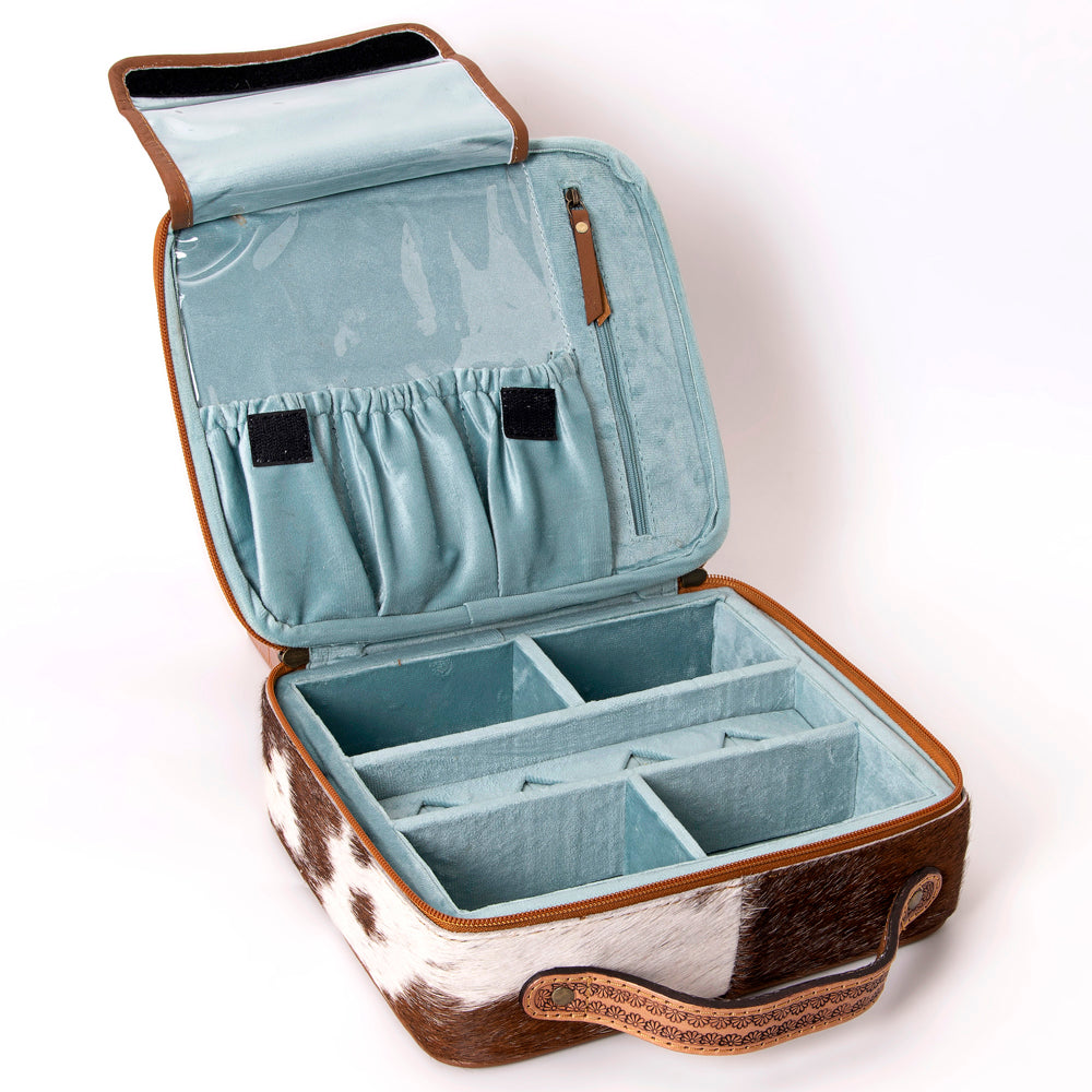 LC-ADBGA300 American Darling Jewelry Case Hair-On Cowhide with Tooled Floral Panel & Inlay