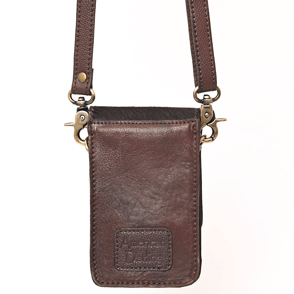 ADBGF110 Western Cellphone Holder - Genuine Leather Bag with Hair-On Hide & Tooling