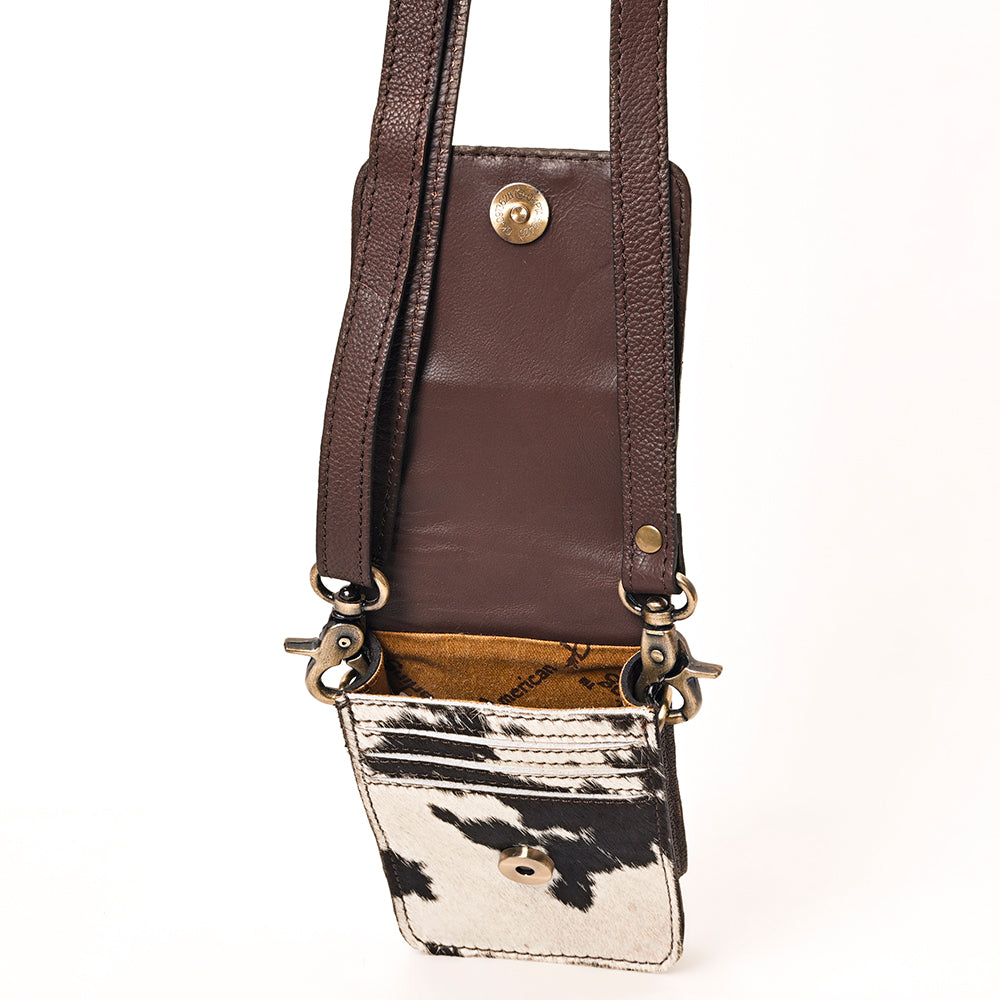 ADBGF110 Western Cellphone Holder - Genuine Leather Bag with Hair-On Hide & Tooling