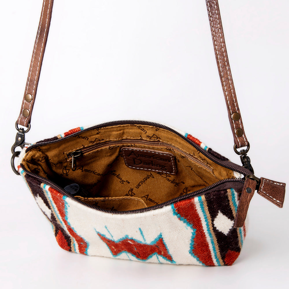 ADBG1001 American Darling Handwoven Saddle Blanket Western Crossbody Bag Genuine Leather