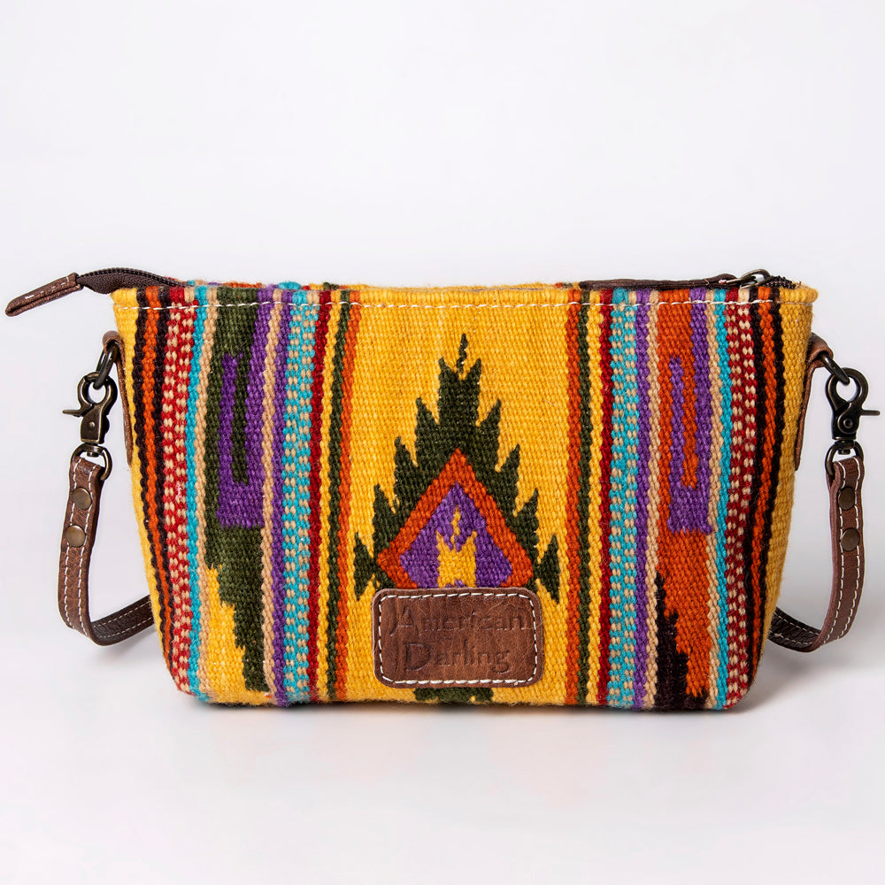 ADBG1001 American Darling Handwoven Saddle Blanket Western Crossbody Bag Genuine Leather
