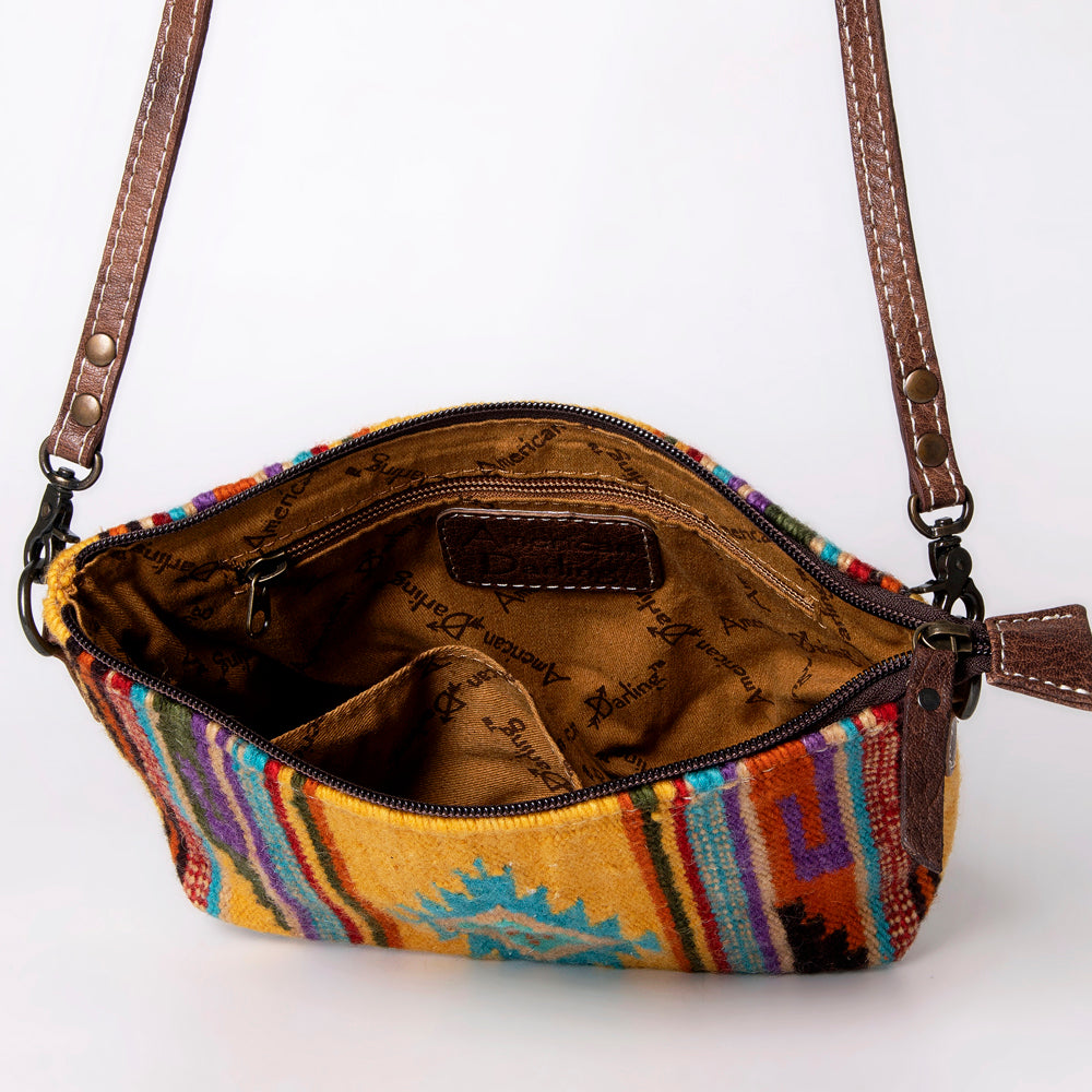 ADBG1001 American Darling Handwoven Saddle Blanket Western Crossbody Bag Genuine Leather