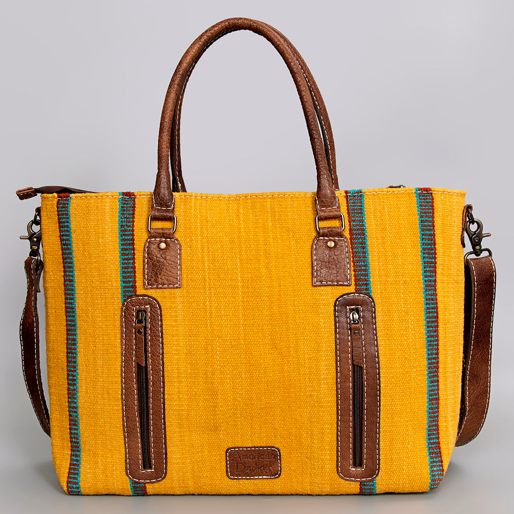 ADBG1002 American Darling Handwoven Saddle Blanket Western Tote Bag Leather Strap