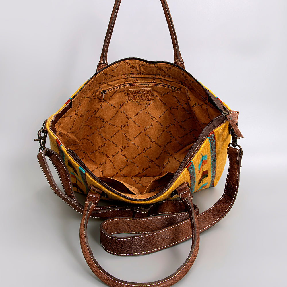 ADBG1002 American Darling Handwoven Saddle Blanket Western Tote Bag Leather Strap