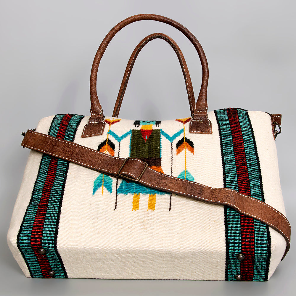 ADBG1002 American Darling Handwoven Saddle Blanket Western Tote Bag Leather Strap
