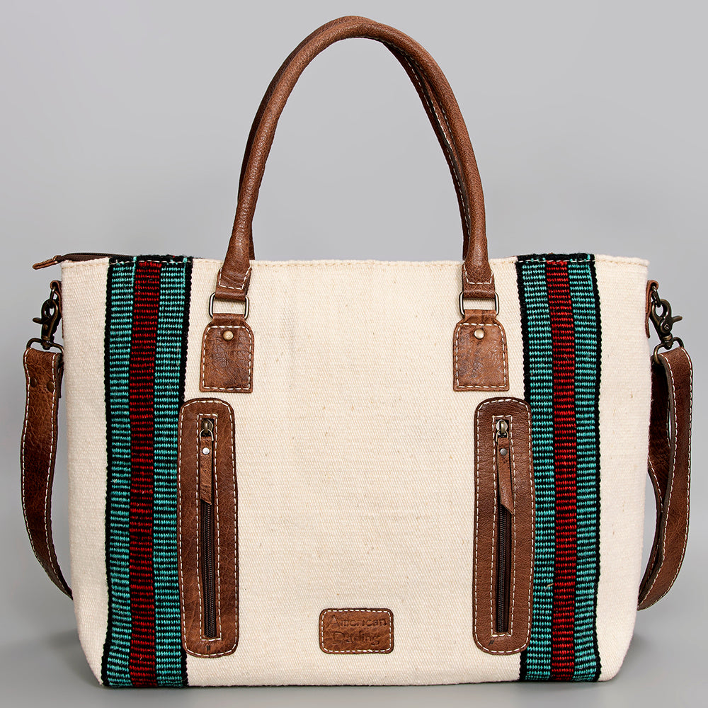 ADBG1002 American Darling Handwoven Saddle Blanket Western Tote Bag Leather Strap