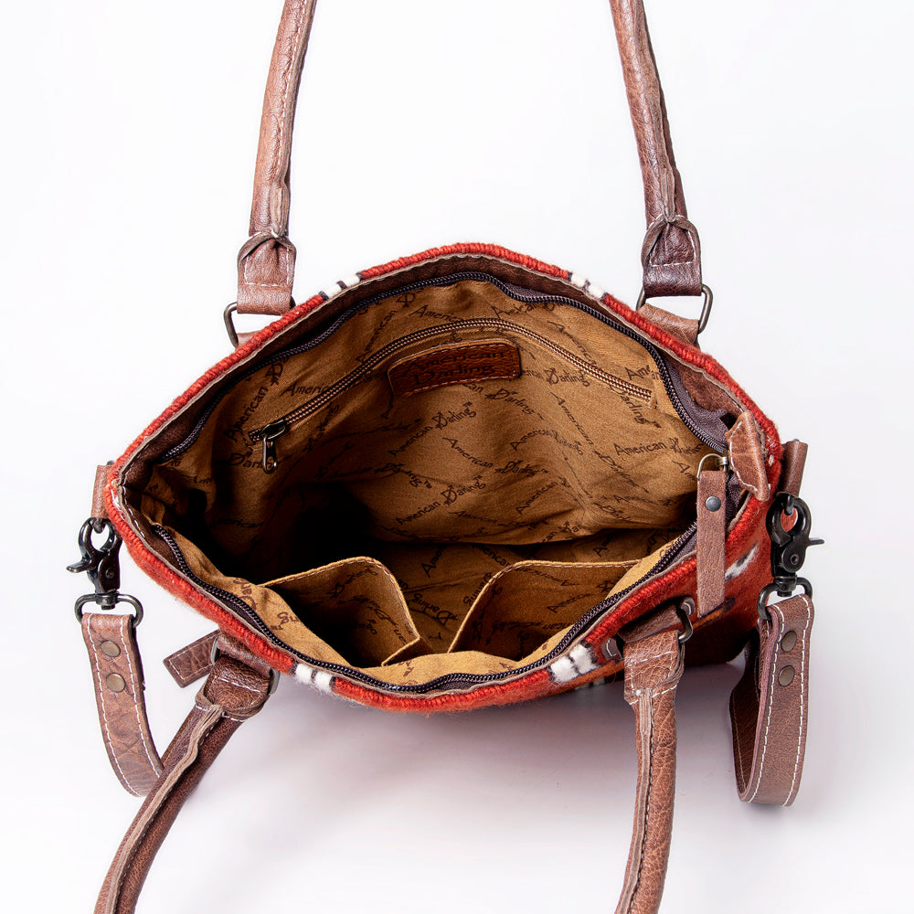 ADBG1003 American Darling Handwoven Saddle Blanket Western Tote Bag Genuine Leather Straps