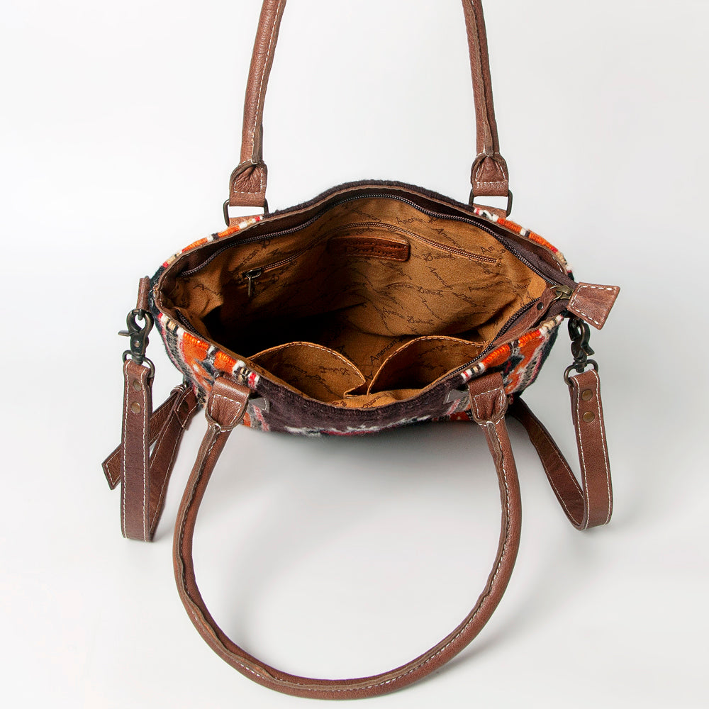 ADBG1003 American Darling Handwoven Saddle Blanket Western Tote Bag Genuine Leather Straps
