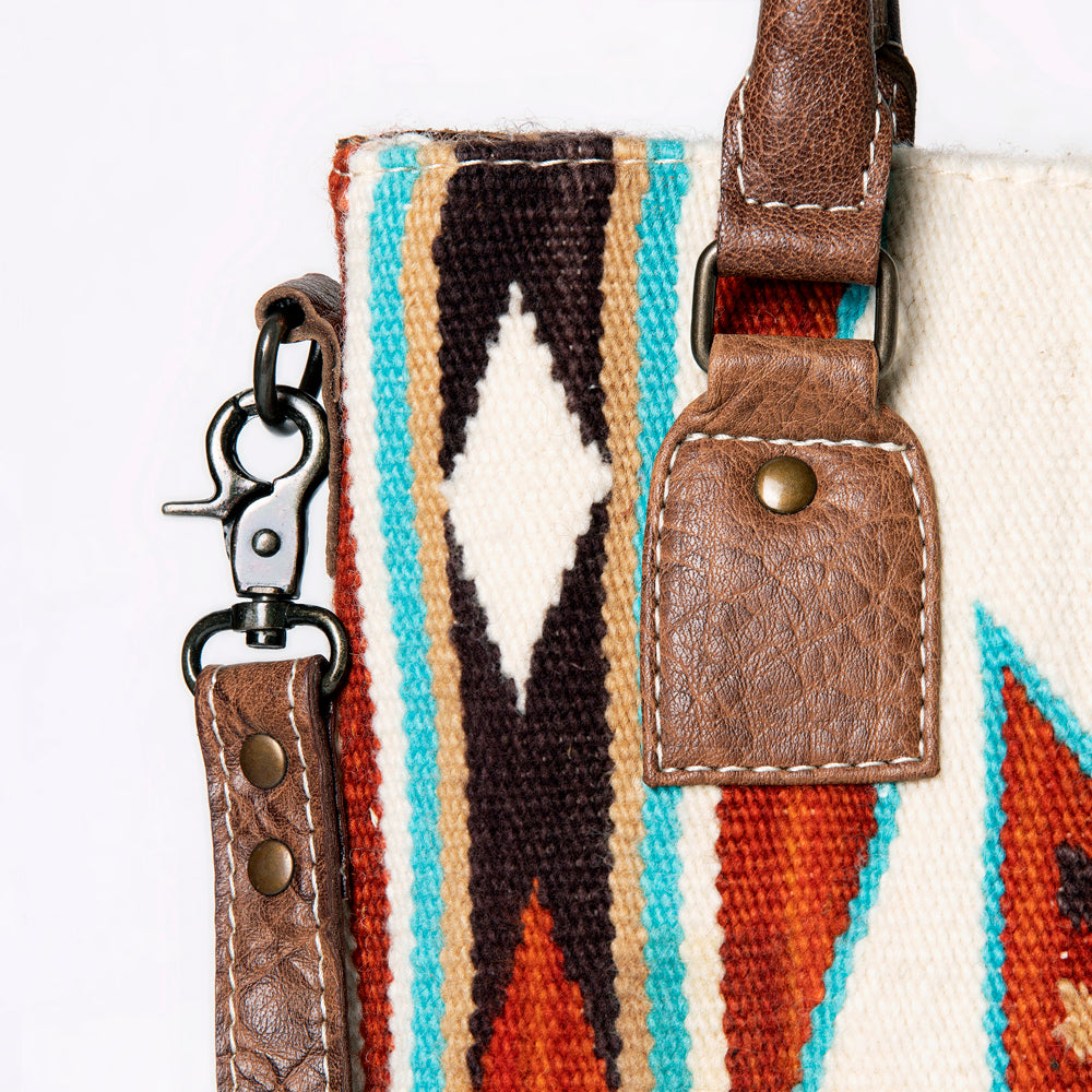 ADBG1003 American Darling Handwoven Saddle Blanket Western Tote Bag Genuine Leather Straps