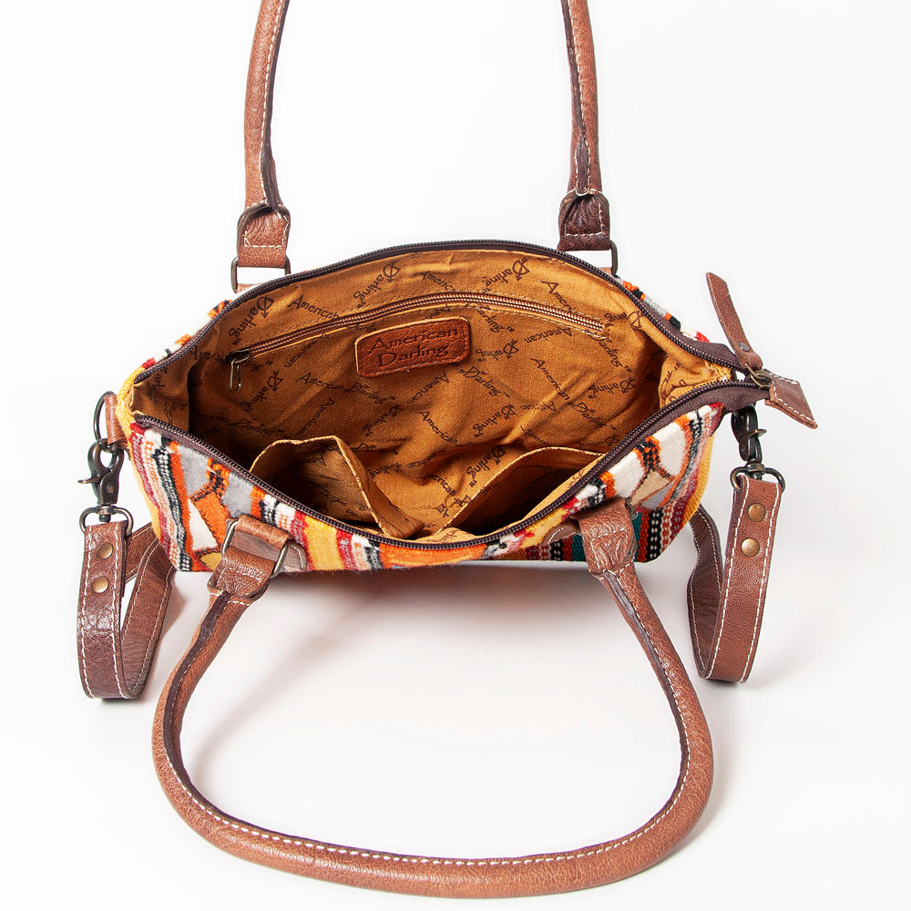 ADBG1004 American Darling Western Saddle Blanket Tote Bag Genuine Leather Trim