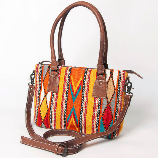ADBG1004 American Darling Western Saddle Blanket Tote Bag Genuine Leather Trim