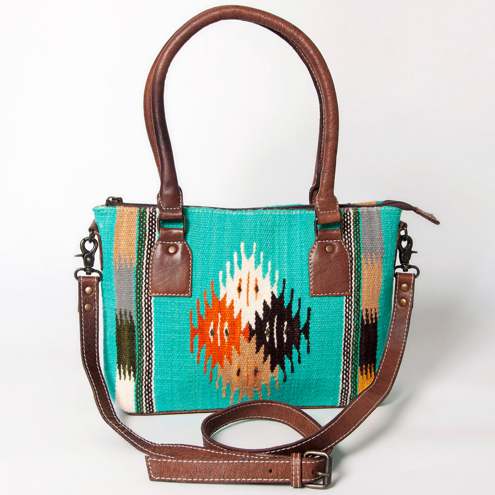 ADBG1004 American Darling Western Saddle Blanket Tote Bag Genuine Leather Trim