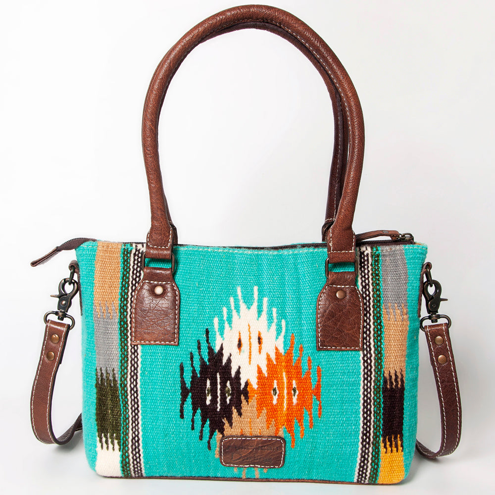 ADBG1004 American Darling Western Saddle Blanket Tote Bag Genuine Leather Trim