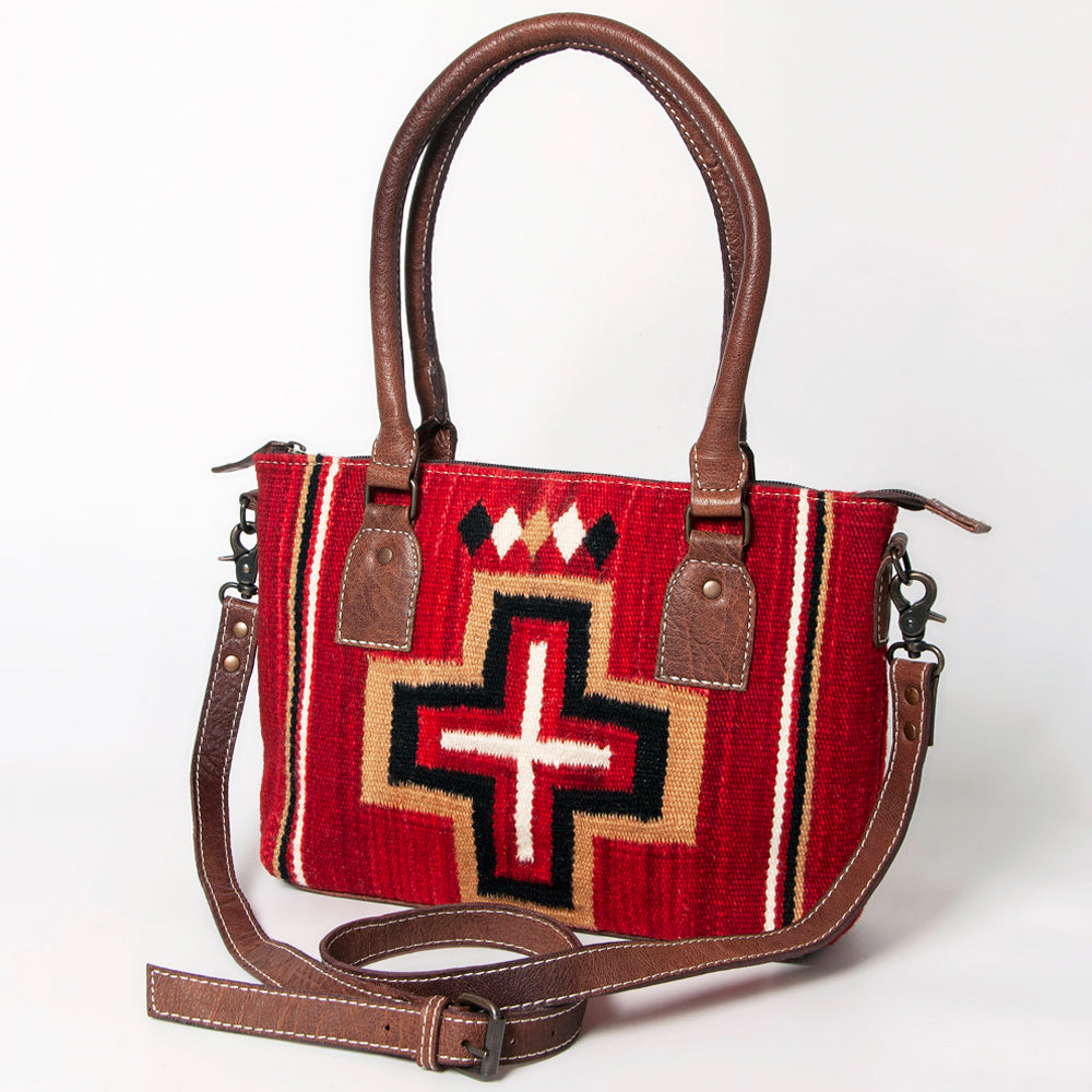 ADBG1004 American Darling Western Saddle Blanket Tote Bag Genuine Leather Trim