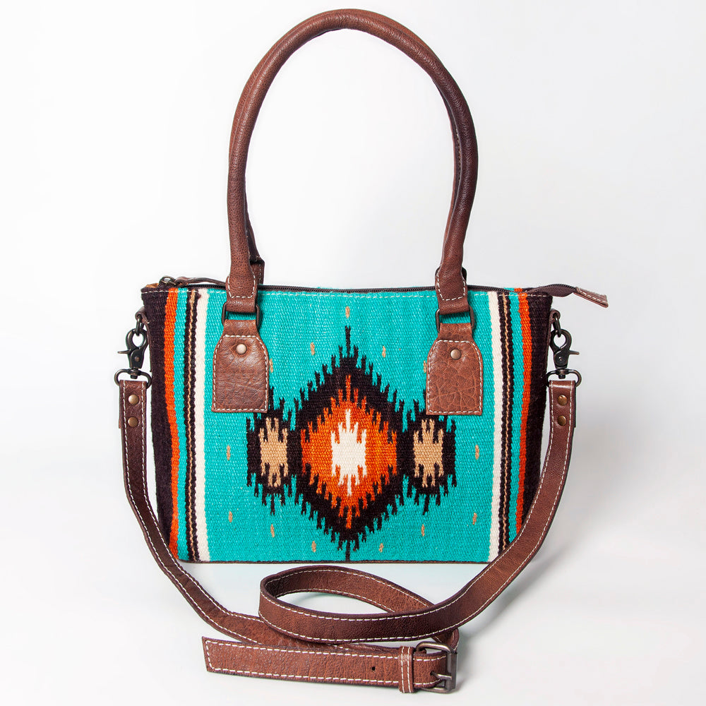 ADBG1004 American Darling Western Saddle Blanket Tote Bag Genuine Leather Trim