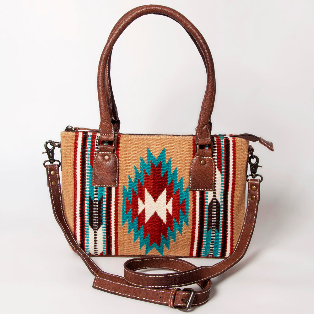 ADBG1004 American Darling Western Saddle Blanket Tote Bag Genuine Leather Trim