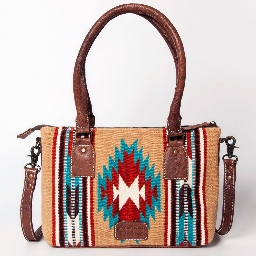 ADBG1004 American Darling Western Saddle Blanket Tote Bag Genuine Leather Trim