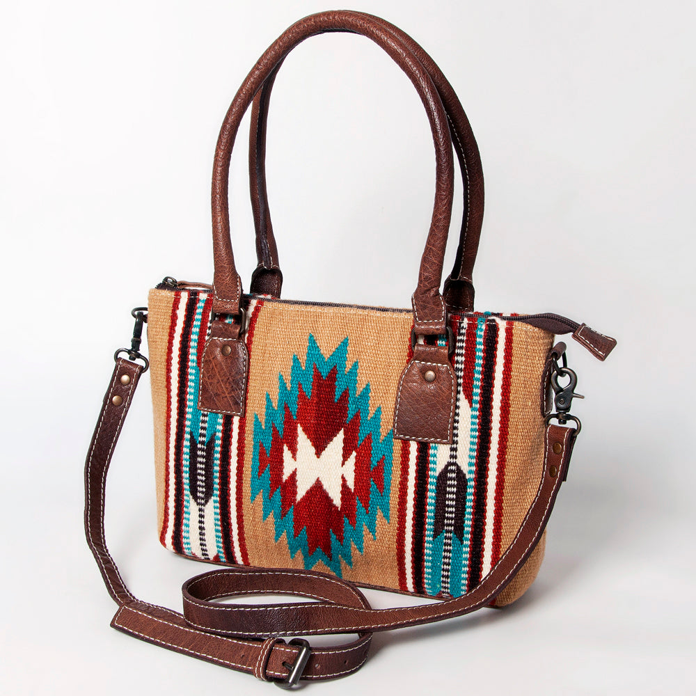 ADBG1004 American Darling Western Saddle Blanket Tote Bag Genuine Leather Trim