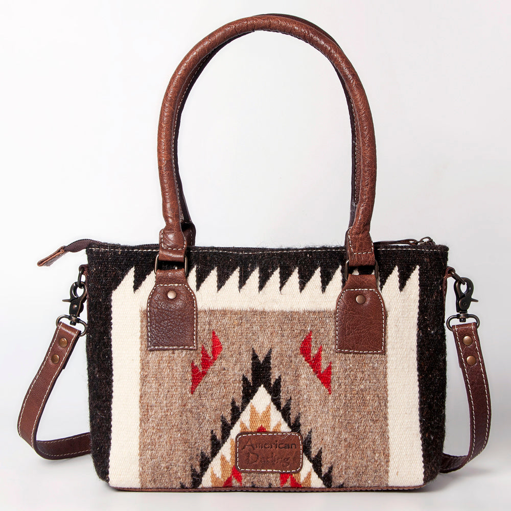 ADBG1004 American Darling Western Saddle Blanket Tote Bag Genuine Leather Trim