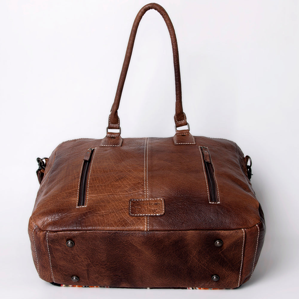 ADBG1005 American Darling Handwoven Saddle Blanket Tote Bag Genuine Leather Trim