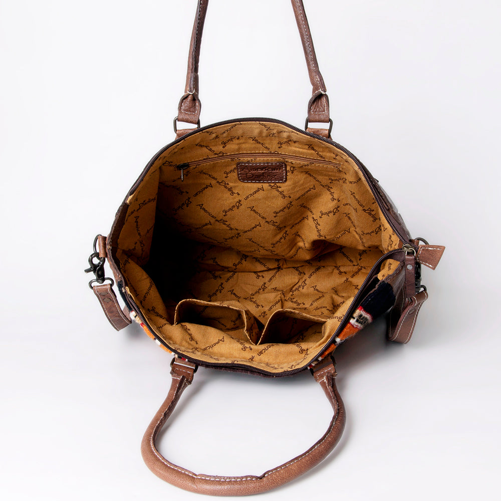 ADBG1005 American Darling Handwoven Saddle Blanket Tote Bag Genuine Leather Trim