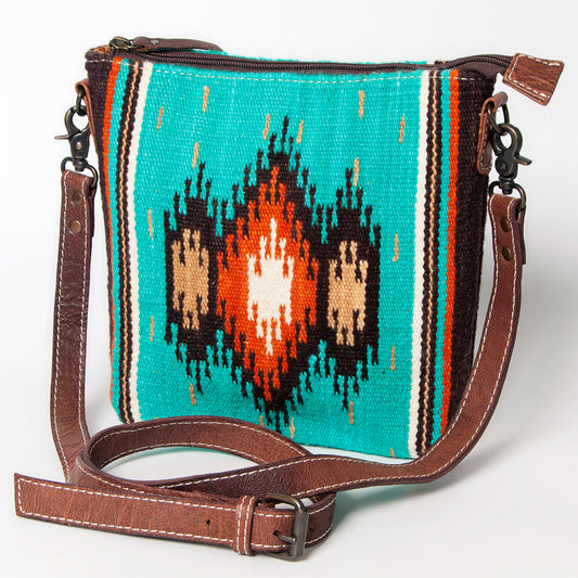 ADBG1006 American Darling Handwoven Saddle Blanket Large Crossbody Bag Genuine Leather