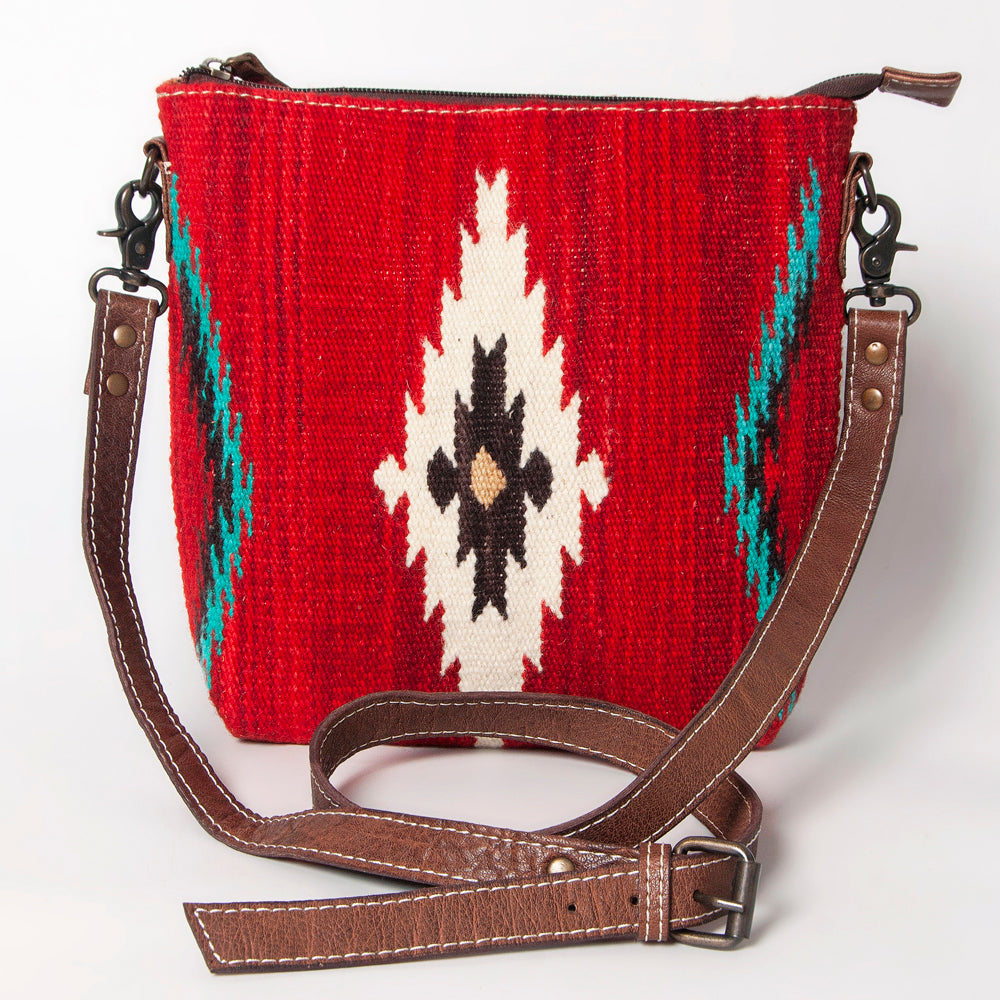 ADBG1006 American Darling Handwoven Saddle Blanket Large Crossbody Bag Genuine Leather