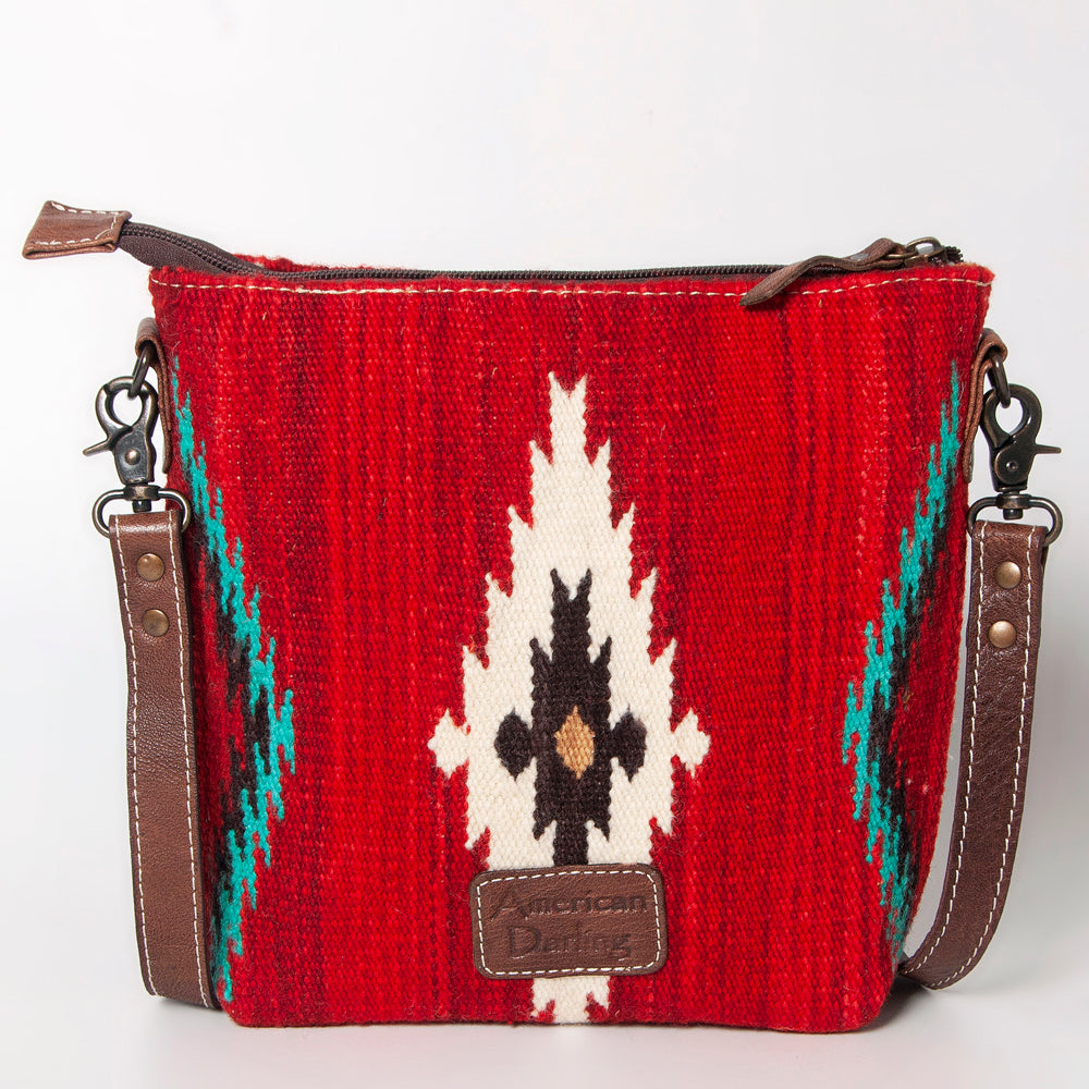 ADBG1006 American Darling Handwoven Saddle Blanket Large Crossbody Bag Genuine Leather