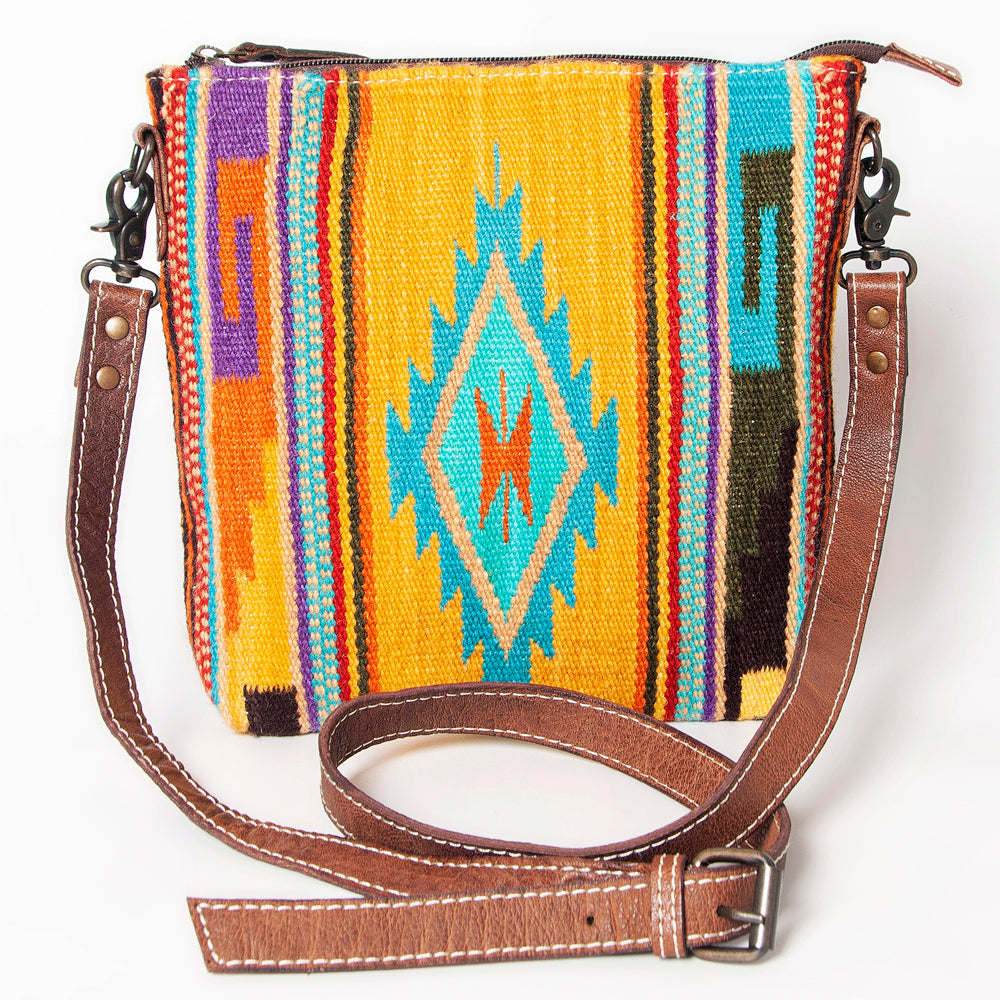 ADBG1006 American Darling Handwoven Saddle Blanket Large Crossbody Bag Genuine Leather