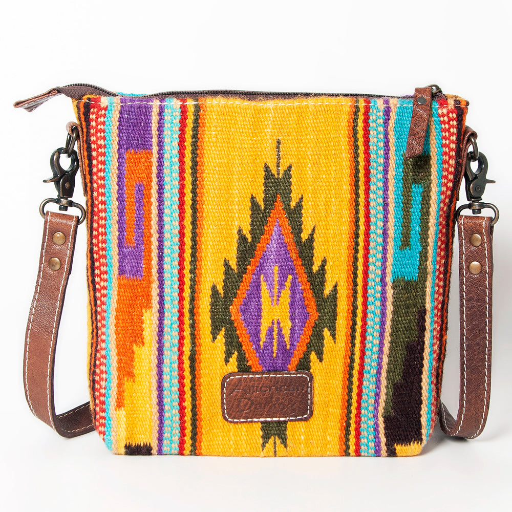 ADBG1006 American Darling Handwoven Saddle Blanket Large Crossbody Bag Genuine Leather