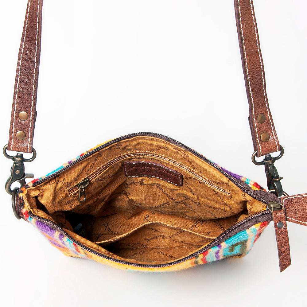 ADBG1006 American Darling Handwoven Saddle Blanket Large Crossbody Bag Genuine Leather