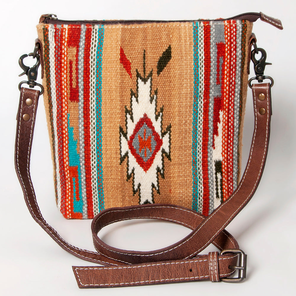 ADBG1006 American Darling Handwoven Saddle Blanket Large Crossbody Bag Genuine Leather