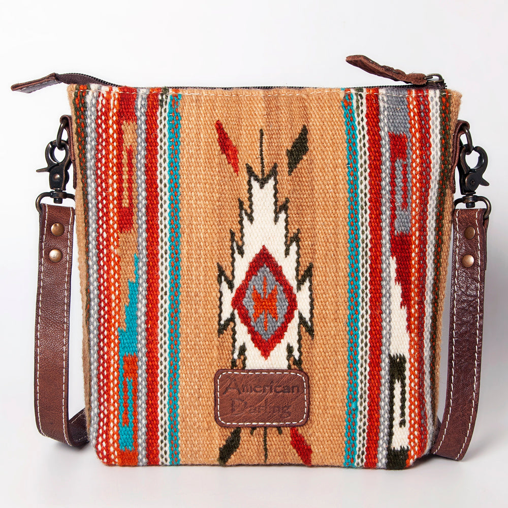 ADBG1006 American Darling Handwoven Saddle Blanket Large Crossbody Bag Genuine Leather