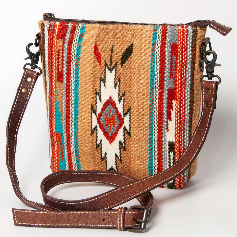 ADBG1006 American Darling Handwoven Saddle Blanket Large Crossbody Bag Genuine Leather
