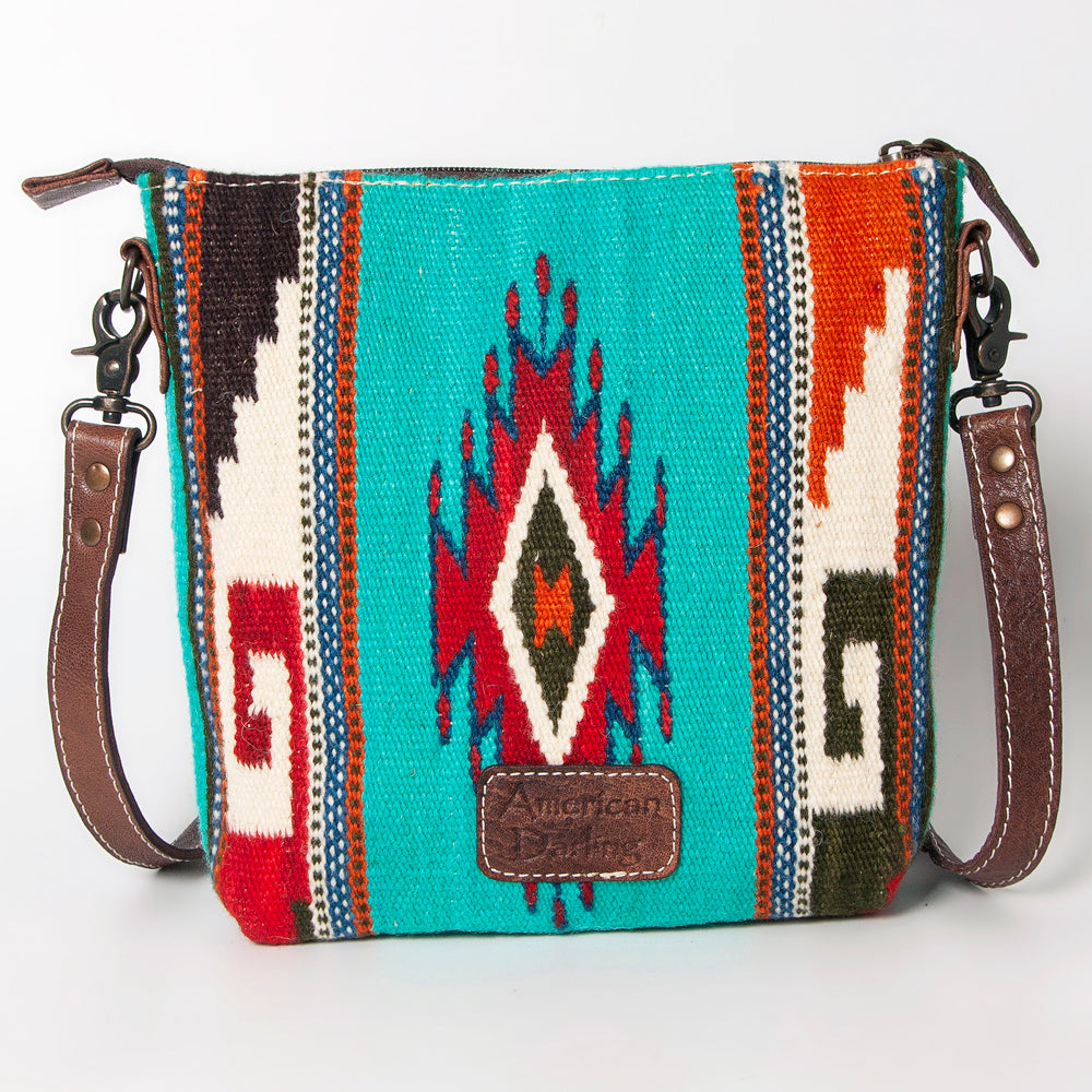 ADBG1006 American Darling Handwoven Saddle Blanket Large Crossbody Bag Genuine Leather