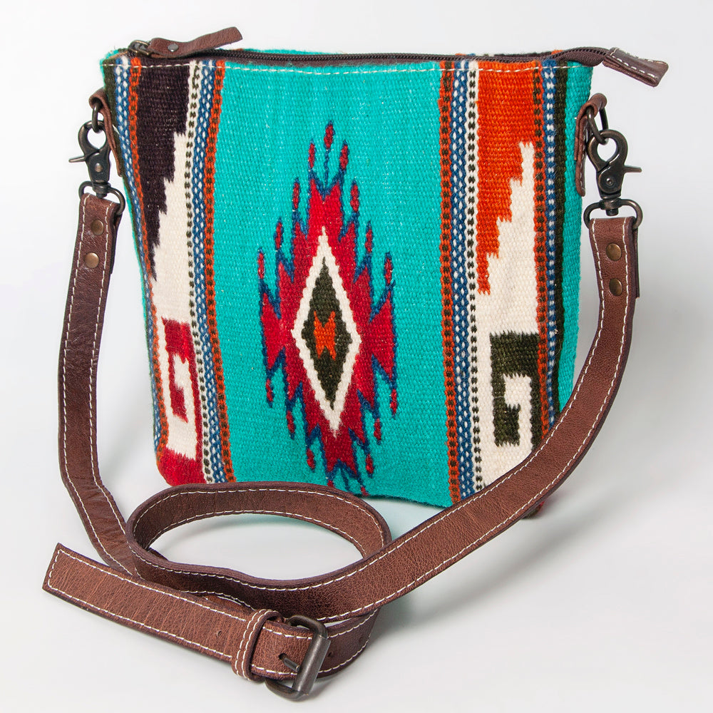 ADBG1006 American Darling Handwoven Saddle Blanket Large Crossbody Bag Genuine Leather