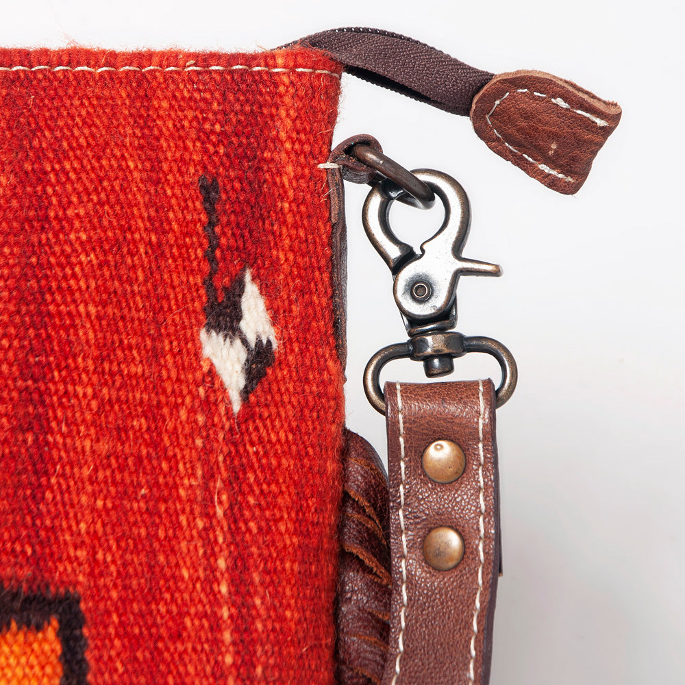 ADBG1007 American Darling Handwoven Saddle Blanket Fringe Crossbody Bag Genuine Leather