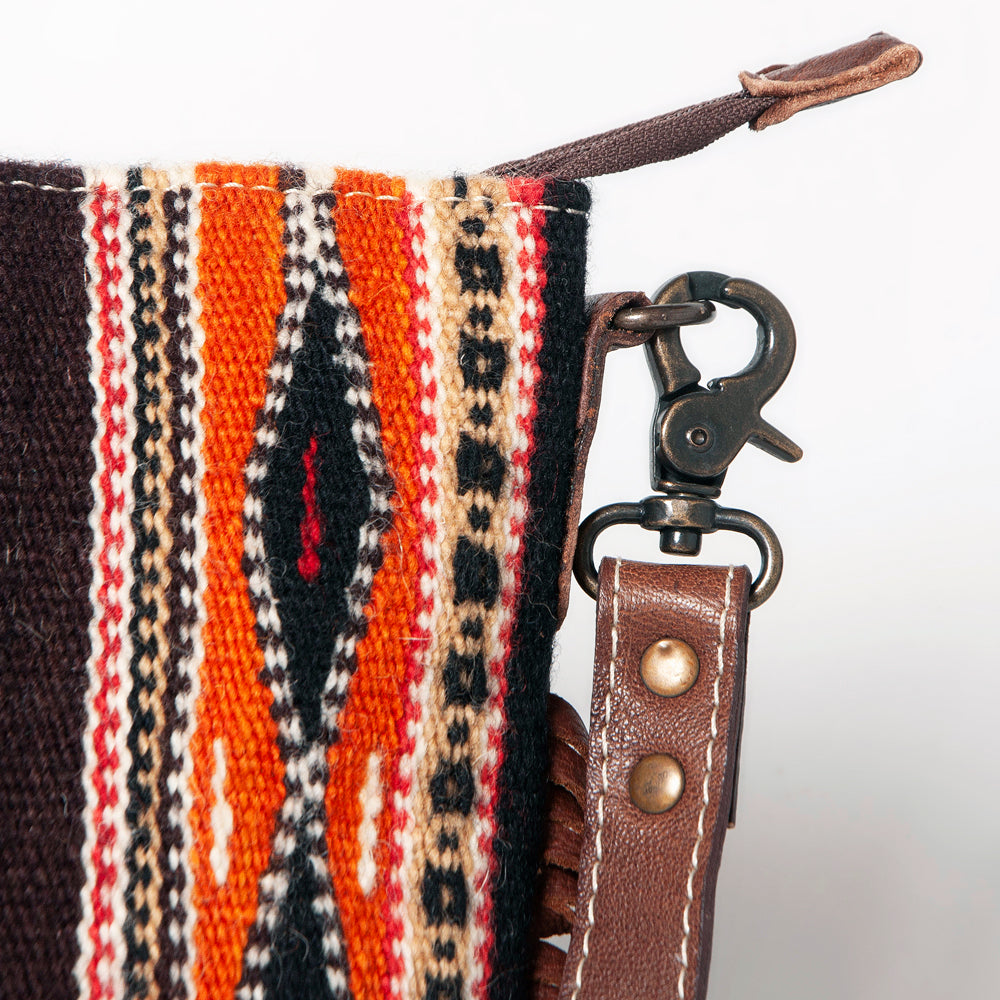 ADBG1007 American Darling Handwoven Saddle Blanket Fringe Crossbody Bag Genuine Leather