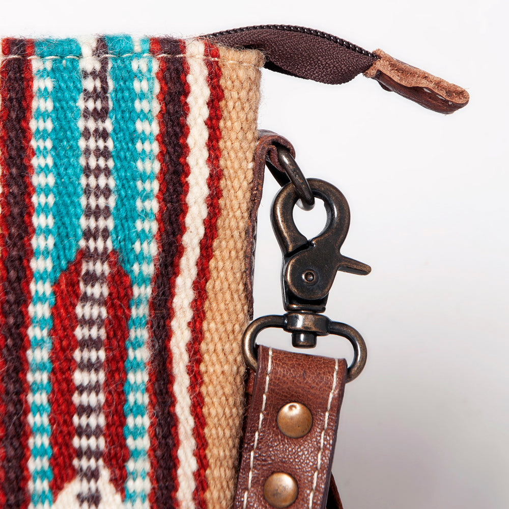 ADBG1007 American Darling Handwoven Saddle Blanket Fringe Crossbody Bag Genuine Leather