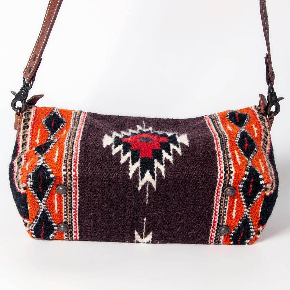 ADBG1008 American Darling Handwoven Saddle Blanket Crossbody Bag Genuine Leather Trim