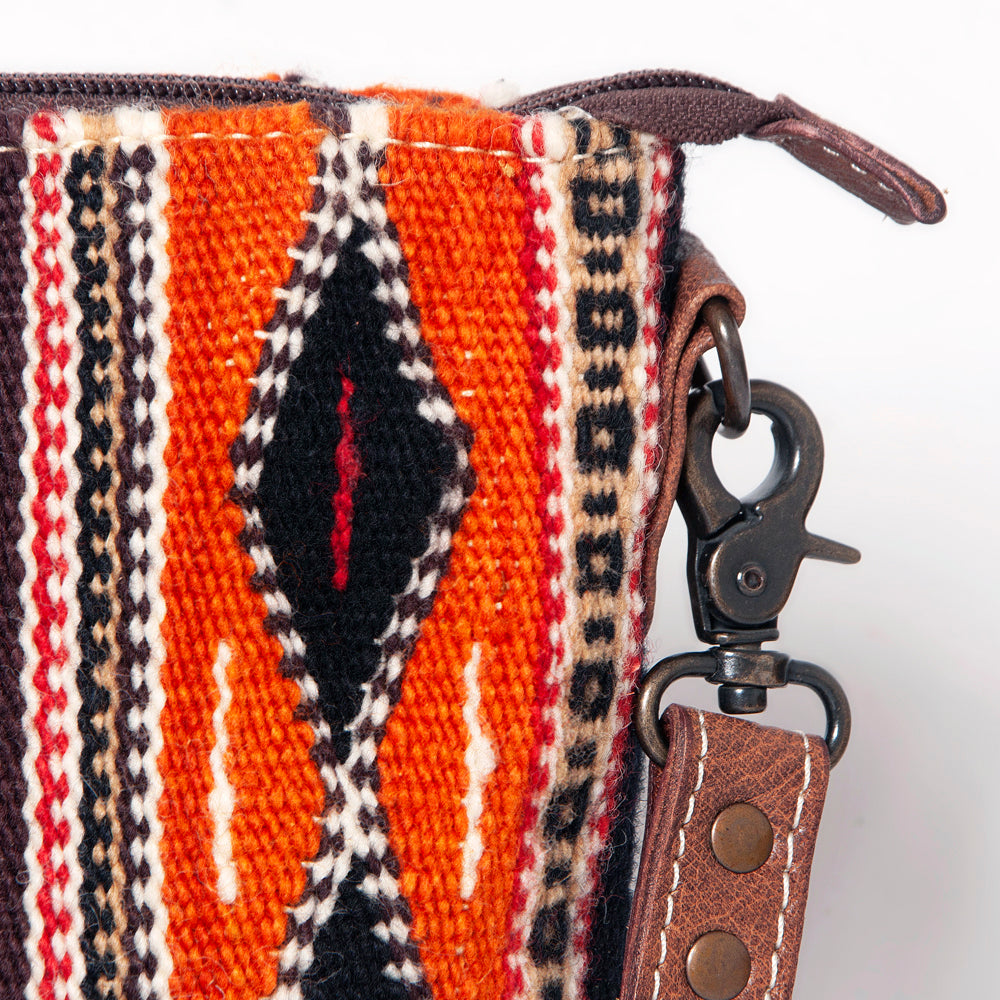 ADBG1008 American Darling Handwoven Saddle Blanket Crossbody Bag Genuine Leather Trim
