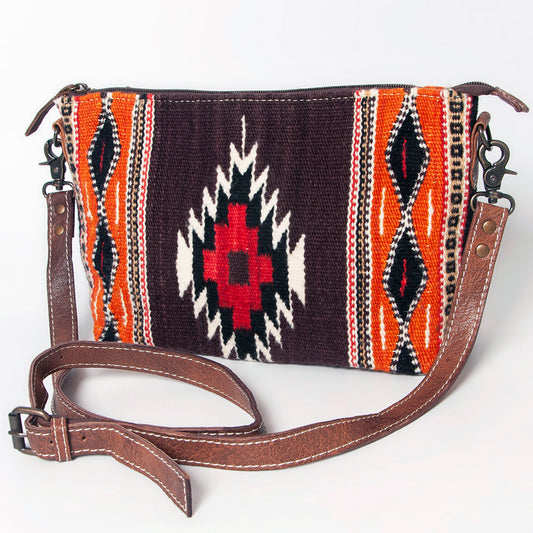 ADBG1008 American Darling Handwoven Saddle Blanket Crossbody Bag Genuine Leather Trim