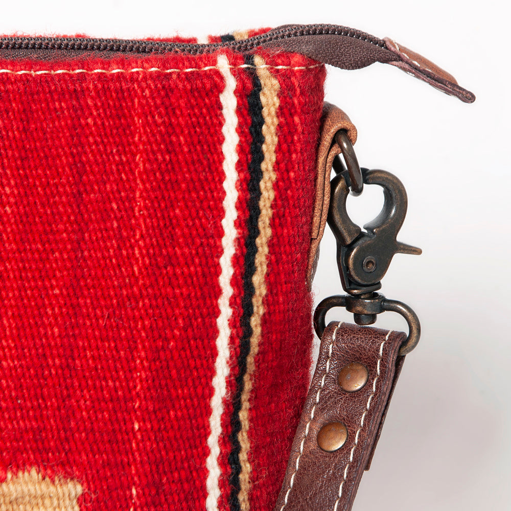 ADBG1008 American Darling Handwoven Saddle Blanket Crossbody Bag Genuine Leather Trim