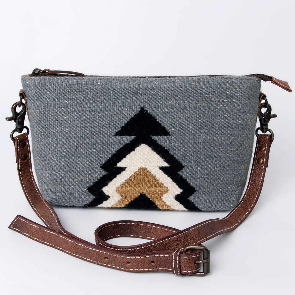 ADBG1008 American Darling Handwoven Saddle Blanket Crossbody Bag Genuine Leather Trim
