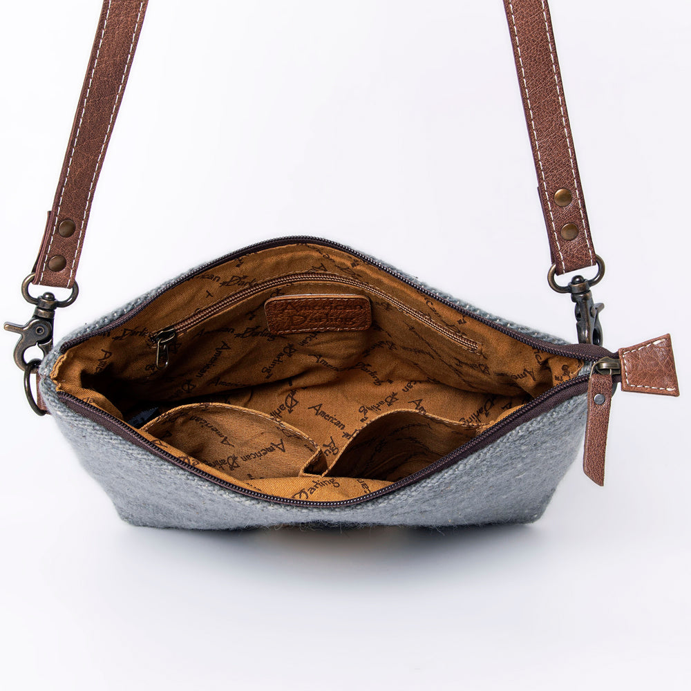 ADBG1008 American Darling Handwoven Saddle Blanket Crossbody Bag Genuine Leather Trim