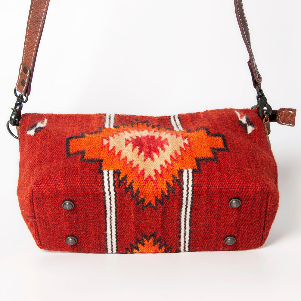 ADBG1008 American Darling Handwoven Saddle Blanket Crossbody Bag Genuine Leather Trim