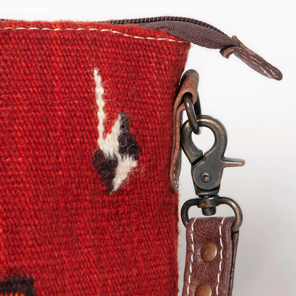 ADBG1008 American Darling Handwoven Saddle Blanket Crossbody Bag Genuine Leather Trim