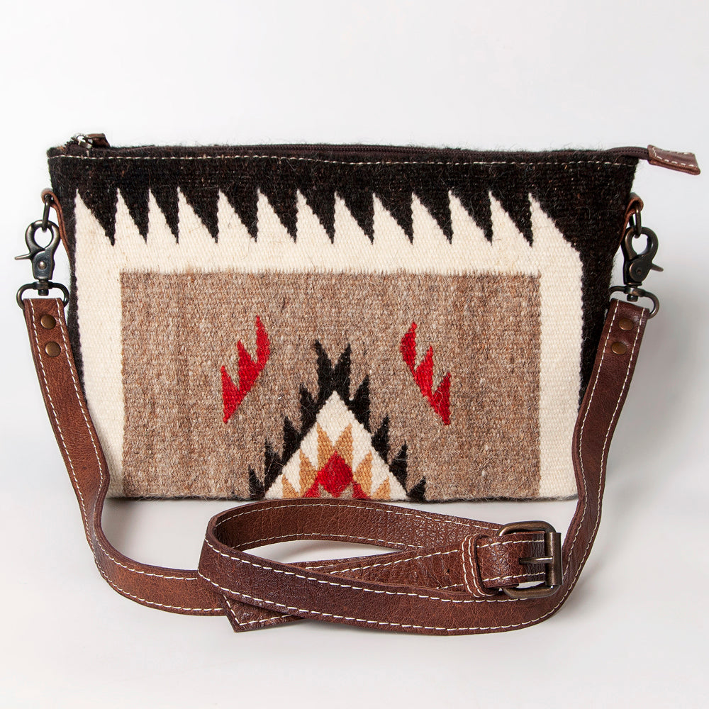 ADBG1008 American Darling Handwoven Saddle Blanket Crossbody Bag Genuine Leather Trim