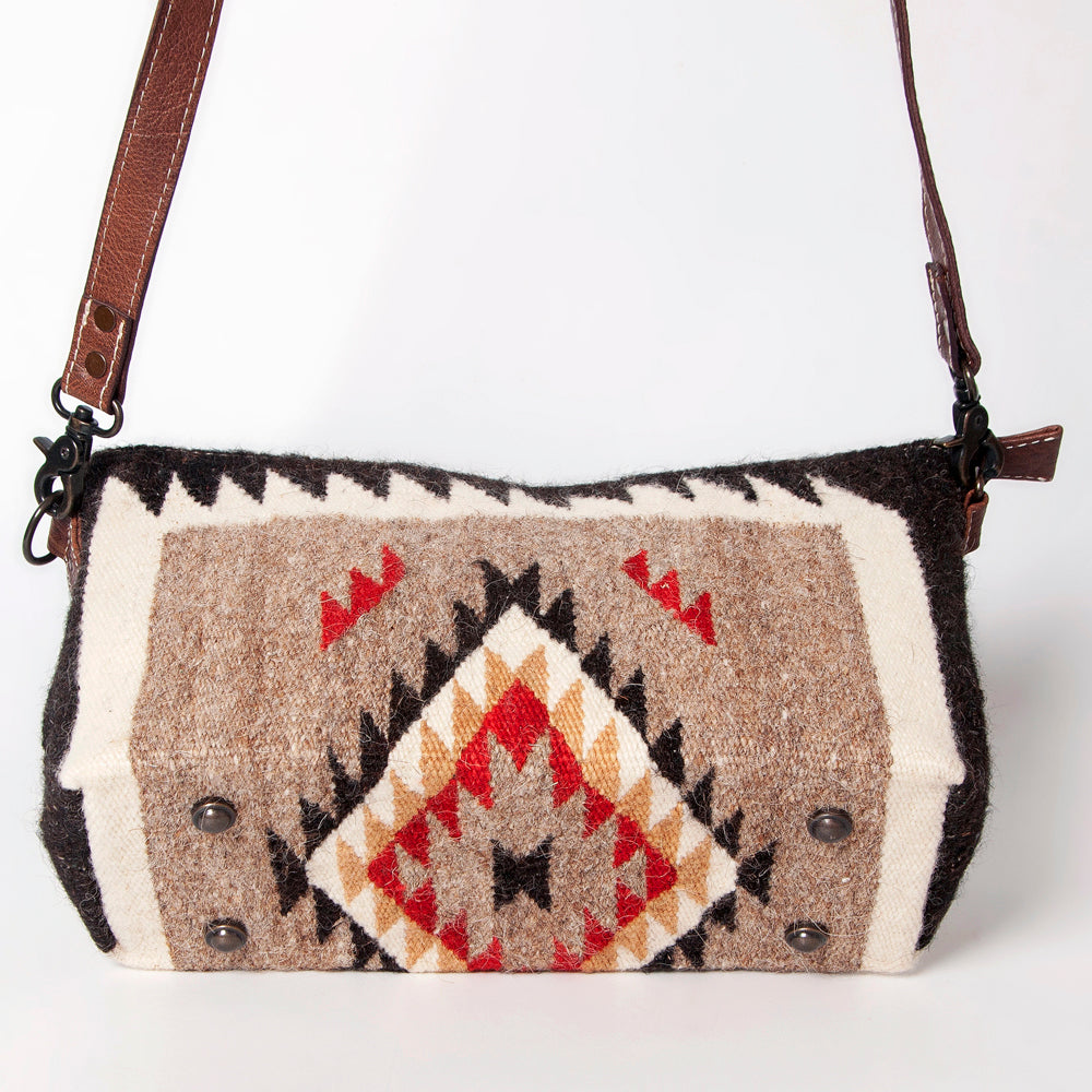 ADBG1008 American Darling Handwoven Saddle Blanket Crossbody Bag Genuine Leather Trim